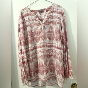 Cecil Red and White Relaxed long sleeve Bohemian Tunic Size XL